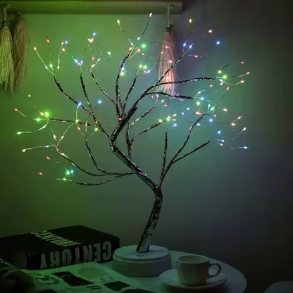 LED Night Light Mini Christmas Tree Copper Wire Garland Lamp for Kids Home Bedroom Decoration Decor Fairy Light Holiday Lighting