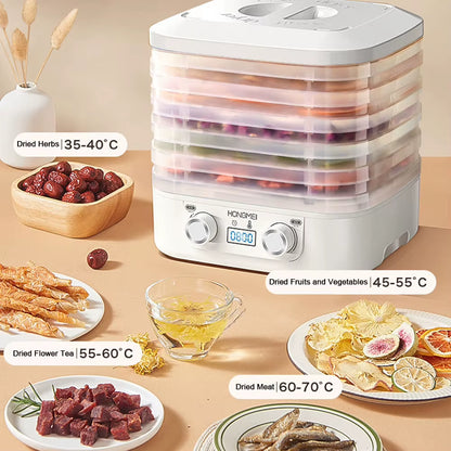5-Layer Smart Electric Food Dryer Fruit Vegetable Dehydrator Machine for Dry Beef Jerky Meat Fish Snack Food Desiccator EU/US