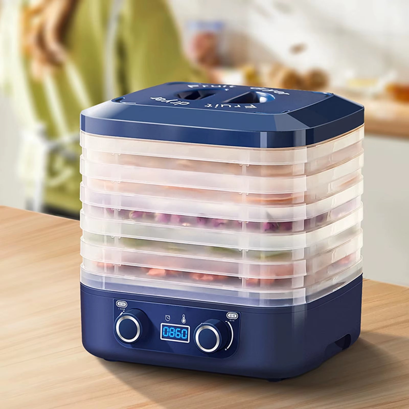 48Hours Long Lasting Thermostatic Fruit Drying Device 5 Layers Food Dehydrator Snack Herb Desiccator Temperature Adjustable