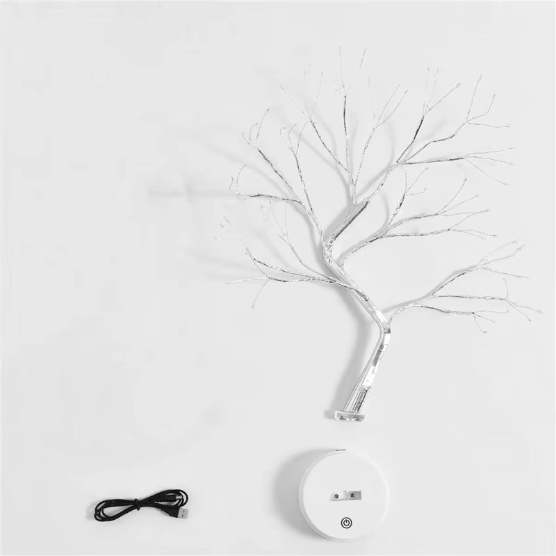 LED Night Light Mini Christmas Tree Copper Wire Garland Lamp for Kids Home Bedroom Decoration Decor Fairy Light Holiday Lighting