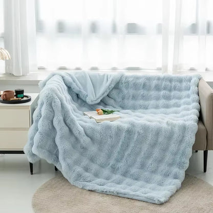 Imitation Rabbit Fur Plush Blanket Winter Warmth Super Comfortable Blanket Bed Luxury Warm Sofa Cover High Quality Throw Blanket